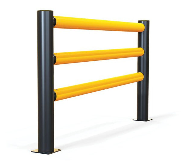 Tratto Barriera pedonale antiurto con 3 Corrimano - Lunghezza 5,0 m - Modello iFlex Pedestrian 3 Rail